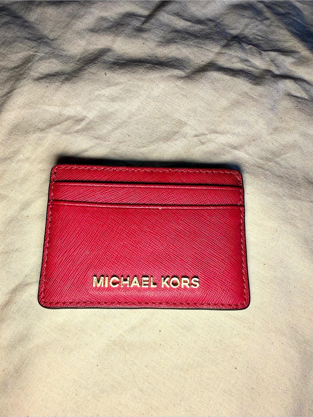 Michael Kors Jet Set Saffiano Leather Card Case Red